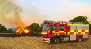 Marden's new fire engine at a recent straw bale fire